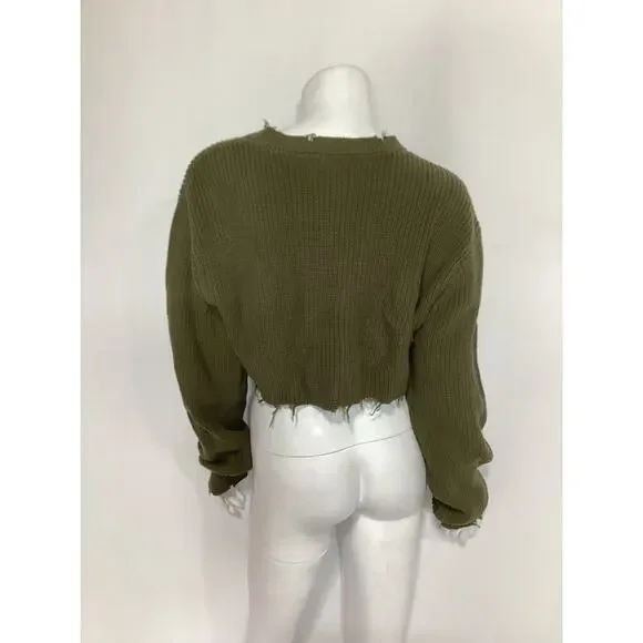 Ser.O.Ya Mid 'Devin' Green Cropped Sweater Size S